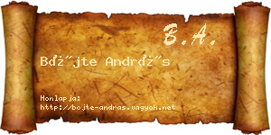 Böjte András névjegykártya